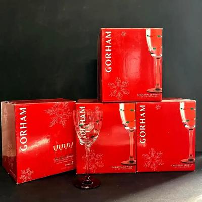 16 Newer Gorham “Christmas Jewels” Wine Goblets