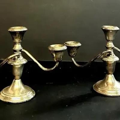 Pair Of Frank Whiting Weighted Sterling Silver Candelabra 