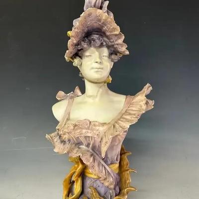 Antique Art Nouveau Austrian Turn Teplitz Porcelain Bust Portrait Of A Lady 