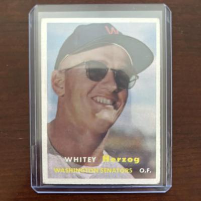 1957 Topps Baseball Card. Whitey Herzog - Washington Senators. Card #29