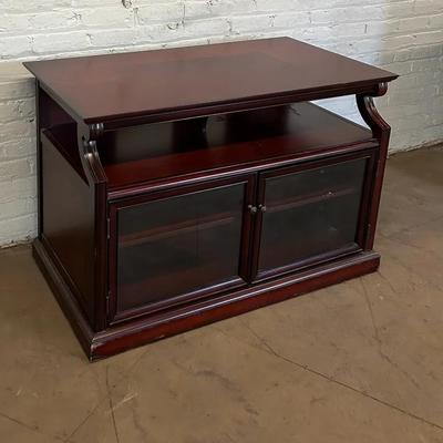 Bombay Furniture Co. Mahogany Finish And Glass Door Television Cabinet