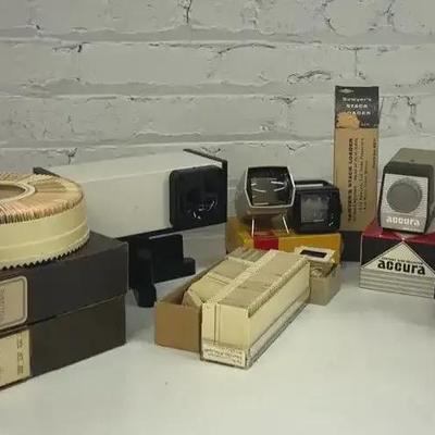 Vintage Family Vacation Slide Collection W/ Slide Projectors And Accessories 