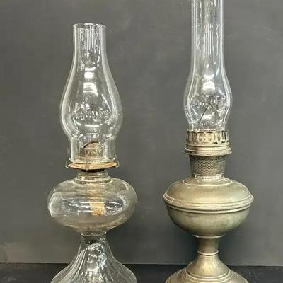 Two Vintage / Antique Oil Lamps 