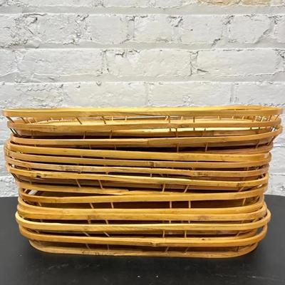 Set Of Ten Vintage Bamboo Trays, 1970s