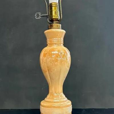 Vintage Aladdin Alacite Glass Peach Luster Table Lamp, 1950s