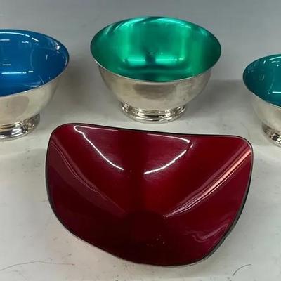 Vintage Reed & Barton Silver Plated And Colored Bowls