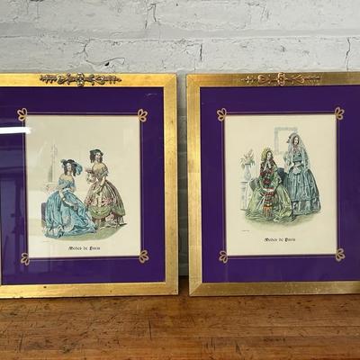 Two Framed Reproduction French Fashion Plates 