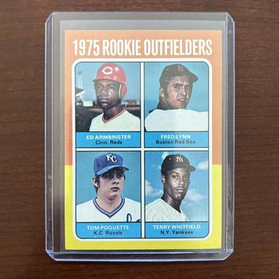 1975 Topps Baseball Card. Rookie Outfielders - Fred Lynn Rookie Card. Card #622