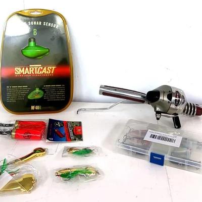 "SmartCast" Sonar, "Shakespeare" Rod, Lures and Bobbers