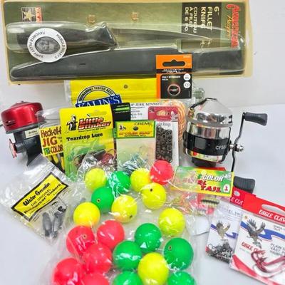 Fishing Tackle Set with Fillet Knife, Spincast Reels, and Lures