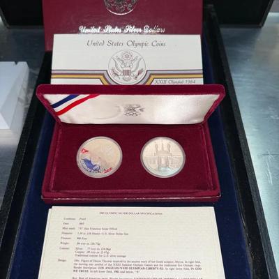 1983 1984 olympic silver dollar proof coins