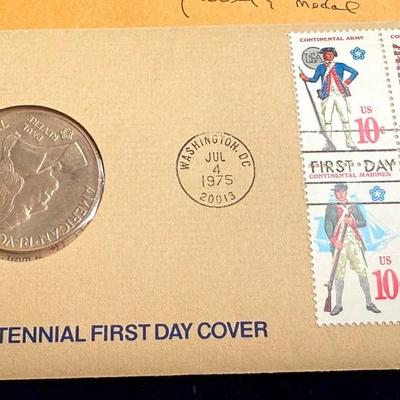1975 bicentennial first day cover and medal