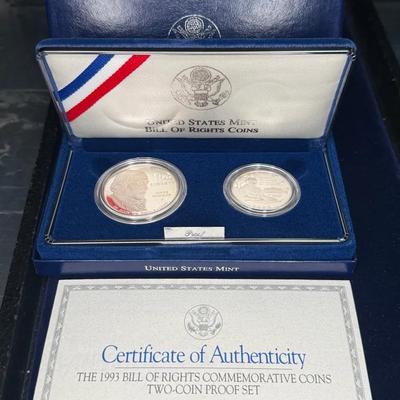 1993 bill of rights two coin proof set