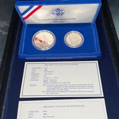 1986 us liberty coins dollar half