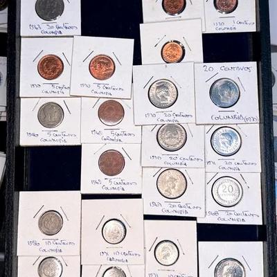 An assortment of coins from columbia