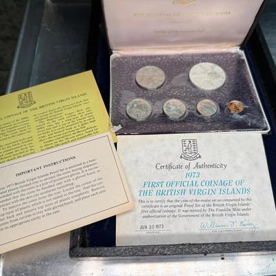 First coinage of the british virgin islands proof set 1973
