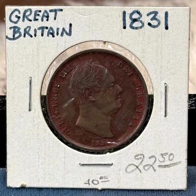 Great britain william iv copper half penny coin dated 1831