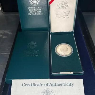 1990 eisenhower centennial proof silver dollar