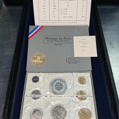 1973 france monnaie de paris fleurs de coins" coin set