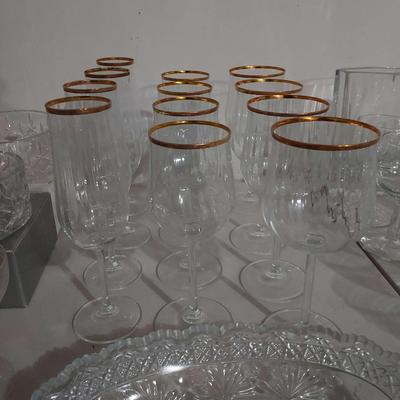 Vintage Crystal & Fine Glassware - Stemware, Gold-Rimmed Glasses, Vases, and Serving Piece
