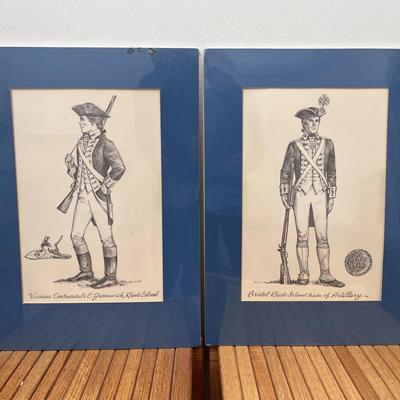 Vintage Rhode Island Military Illustrations - Bristol Train of Artillery & Varnum's Continentals