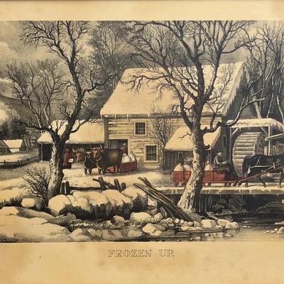 Antique Currier & Ives Lithograph "Frozen Up" 