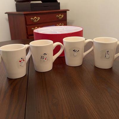 Williams-Sonoma Snowman Decorative Mugs - Set of 6 with Original Hat Box