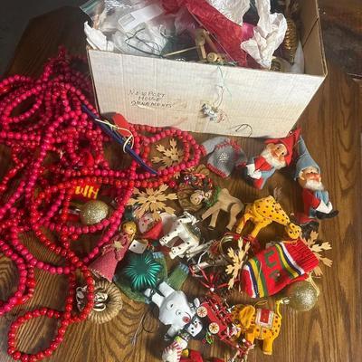 Vintage & Handcrafted Christmas Ornament Lot - Folk Art, Wood, Textiles & More