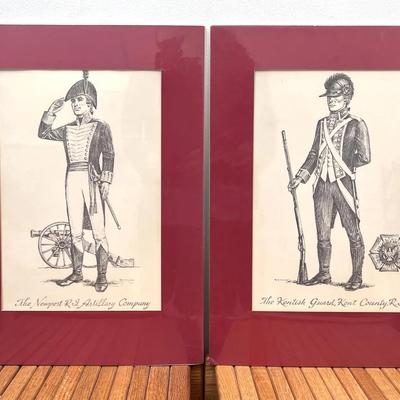 Vintage Rhode Island Military Illustrations: The Kentish Guard & Newport R.I. Artillery Co. 