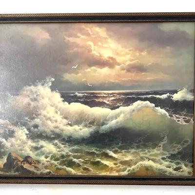 Vintage Eugene Garin Seascape Lithograph 