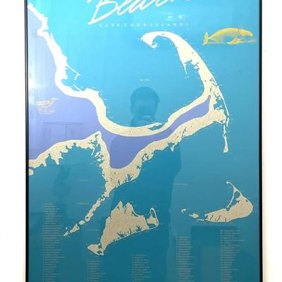 1988 George R. Delany "Beach Cape Cod & Islands" Map Poster – Framed 24x36