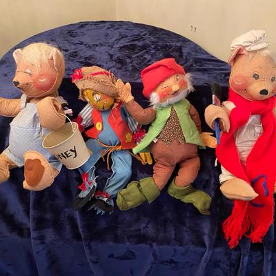 Annalee 1980s Handmade Character Doll Lot - Bears, Scarecrow & Gnome