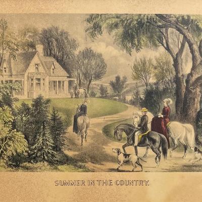 Antique Currier & Ives Lithograph "Summer in the Country"