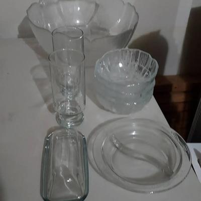 Textured Glassware Set | Mid-Century Modern "Bark" Design | Bowls, Tumblers & Serving Pieces