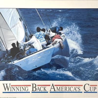 1987 "Winning Back America's Cup" Commemorative Poster – Framed Maritime Memorabilia
