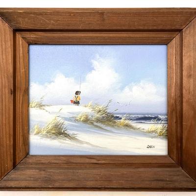 Original Cape Cod Oil Painting - Signed "Dabis" - 1980 Beach Scene
