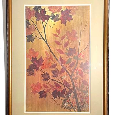 Vintage Marion Godlewski Autumn Maple Gold Foil Lithograph – Mid-Century Modern – 26" x 38"