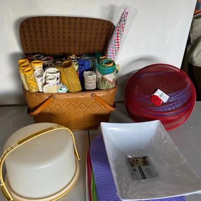 Ultimate Picnic Set: Woven Basket, Mesh Food Covers, & Serving Trays