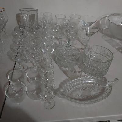 Bulk Mixed Glassware Collection: Wine Glasses, Martini Cups, Vases, & Cut Glass Bowls