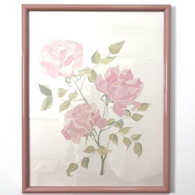 Rose Watercolor Floral Print – Dusty Pink Gallery Frame – 22" x 28.5"