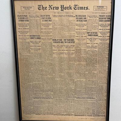 Original August 18, 1925 New York Times - Gertrude Ederle Channel Swim & Historic Headlines - Framed