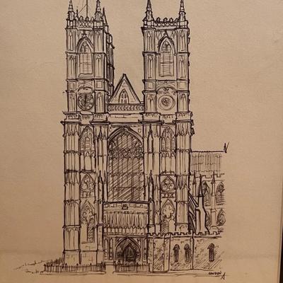 Sister Arlene Woods Original Pen & Ink – "Westminster Abbey" – Sisters of Mercy Artist