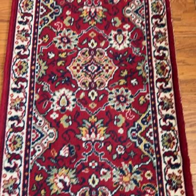 Persian Runner / Accent Rug – 40" x 26" Rich Red & Navy Floral Design