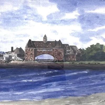 Cathy Johansen Framed Watercolor Print - Narragansett Towers, RI