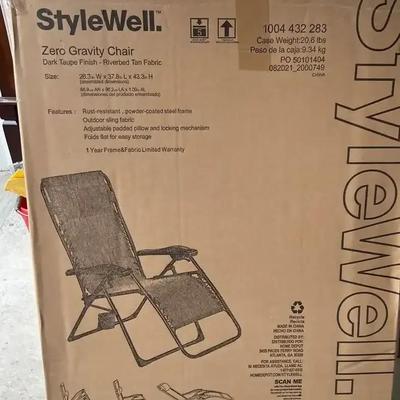 StyleWell Zero Gravity Reclining Chair - Dark Taupe/Riverbed Tan - NEW IN BOX