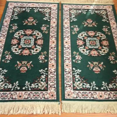 Pair of Karastan Kashan Collection Accent Rugs | 100% Worsted Wool | Bottle Green - 24” x 48”