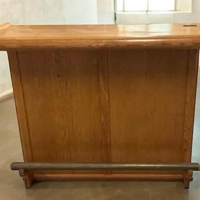 Oak Bar With Brass Foot Rail