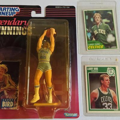 STARTING, LineUp Larry Bird Figurine And Topps Larry Bird Collector Cards