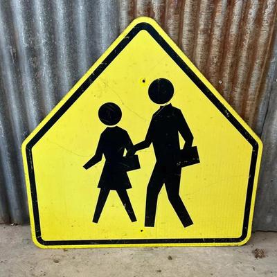 Vintage Aluminum School Crossing Sign