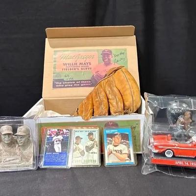 MacGregor Willie Mays Autograph Fielder’s Glove & Bobblehead Car, San Francisco Mt. Crushmore Statue
